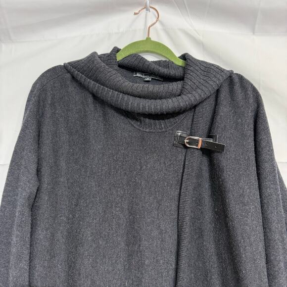 89th & Madison Gray Buckle Front Poncho Cape Sz M - Picture 3 of 13